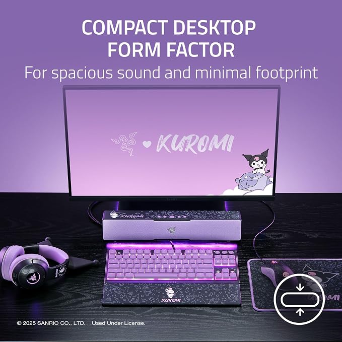 Razer Leviathan V2 X, PC Soundbar, Full-Range Drivers, Kuromi Edition | Compact Design, Chroma RGB, USB-C, Bluetooth 5.0, for PC, Laptop, Smartphones, Tablets & Nintendo Switch