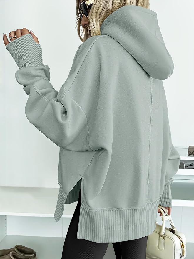 ANRABESS Womens Oversized Hoodies Long Sleeve Fleece Side Slit Hooded Sweatshirts Pullover 2026 Fall Outfits Y2K Clothes