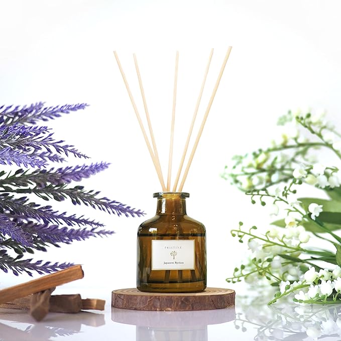 PRISTINE Japanese Ryokan/Inspired by Shang Hotel Reed Diffuser for Home | Fresh Lavender, Moroccan Amber Reed Diffuser Set, Oil Diffuser & Reed Diffuser | Home & Office Decor | Fragrance Gift