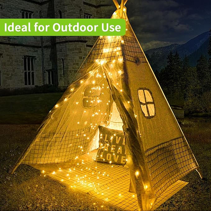 ALENEY Solar String Lights Outdoor, 33 Feet 100 LEDs 8 Modes Solar Fairy Lights for Outside, Waterproof Outdoor Light for Patio Yard Christmas Tree Halloween Wedding Party Decorations, Warm White