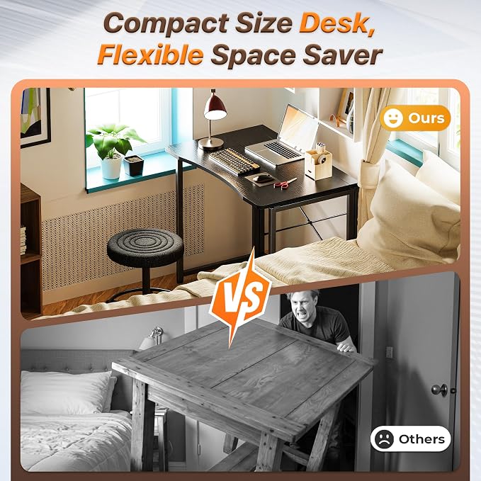 Huuger Folding Desk for Small Spaces, 31.5 Inch Foldable Computer Table, Easy Assembly, for Home Office, Study, Bedroom, Dorm, Space Saving, Small Writing Work Office Computer Desk, Black
