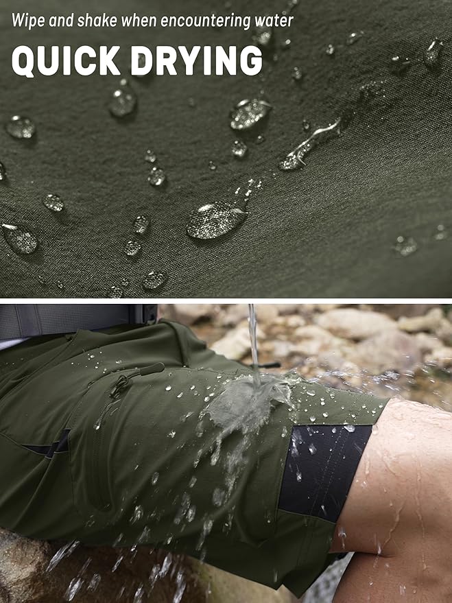 TACVASEN Men's Hiking Cargo Shorts 10" with Zipper Pockets Quick Dry Casual Stretch Golf Work Short Outdoor Summer