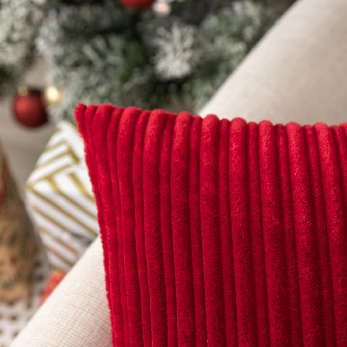 UGS UGASA Velvet Soft Soild Christmas Decorative Pillow Covers for Livingroom/Couch, 26"x26"(66x66cm), 1 Pc, Burgundy