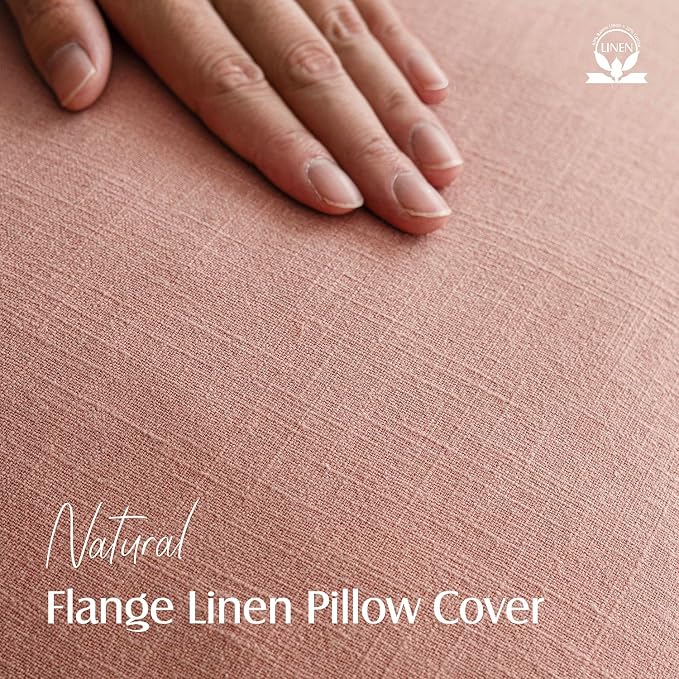 Foindtower Pack of 2, Decorative Linen Solid Throw Pillow Covers Soft Accent Euro Cushion Case Boho Farmhouse Pillowcase for Chair Couch Sofa Bedroom Living Room Home Decor 18 x 18 Inch Coral Pink