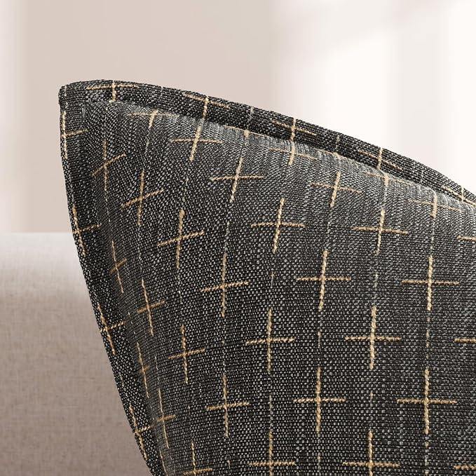 Pillow Covers 24x24 Set of 2 Soft Polyester Textured Pillow Covers with Stylish Flange Edge Cozy Farmhouse Throw Pillows for Couch Bed Sofa Living Room