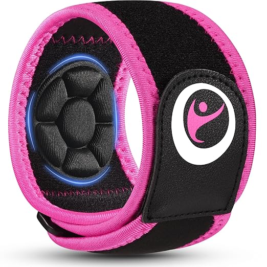 Tennis & Golfer's Elbow Brace for Men & Women with Tendonitis & Elbow Pain Relief - Adjustable Strap & Compression Pads, Arm Forearm Support Band - Rose Red 1 Pack