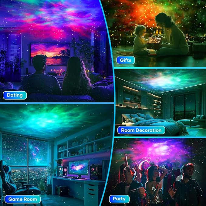 Rare Blue Laser Star Projector with Remote Control,Premium ABS Build & HD Lens, Ultra-Soft Realistic Nebula, Dimmable 16M Colors for Bedroom/Game Room/Party(Blue Stars)