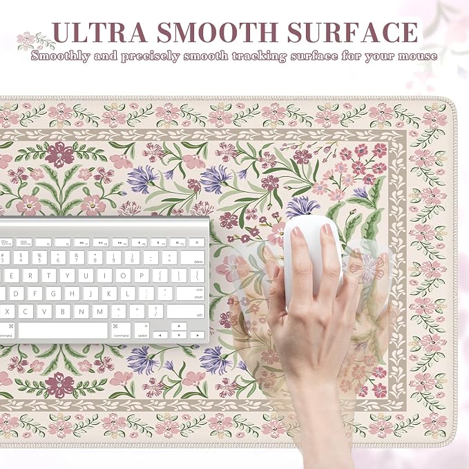 iCasso Desk Mat for Keyboard and Mouse, Large Mouse Pad,35.4x15.7in,Purple | Desk Pad for Women Home Office Decor Supplies, Desk Accessories, Non-Slip Mousepad with Stitched Edge, Smooth Water-Resistant