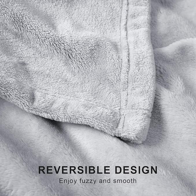Hansleep Throw Light Grey Fleece Blanket, Soft Flannel Bed Blanket | Fuzzy Cozy Blanket 50x60 Inches, Multi-use for Bed, Sofa, Couch, Travel, Camping, All Season Warm Lightweight Cover