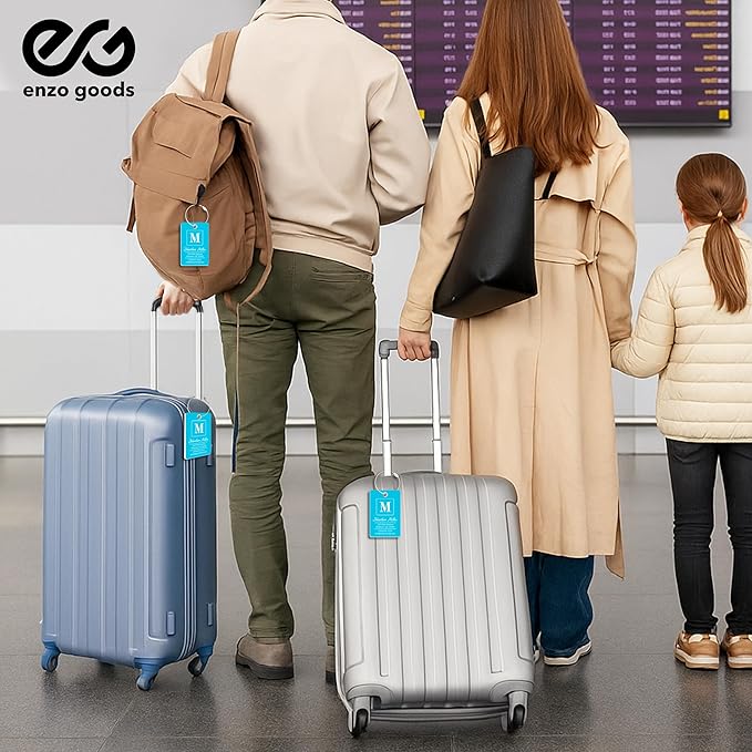 Personalized Luggage Tag | 6 Pack | Custom Luggage Tags for Suitcases | Kids Backpack Tag | 10 Color Options & Choose Font, Font Color