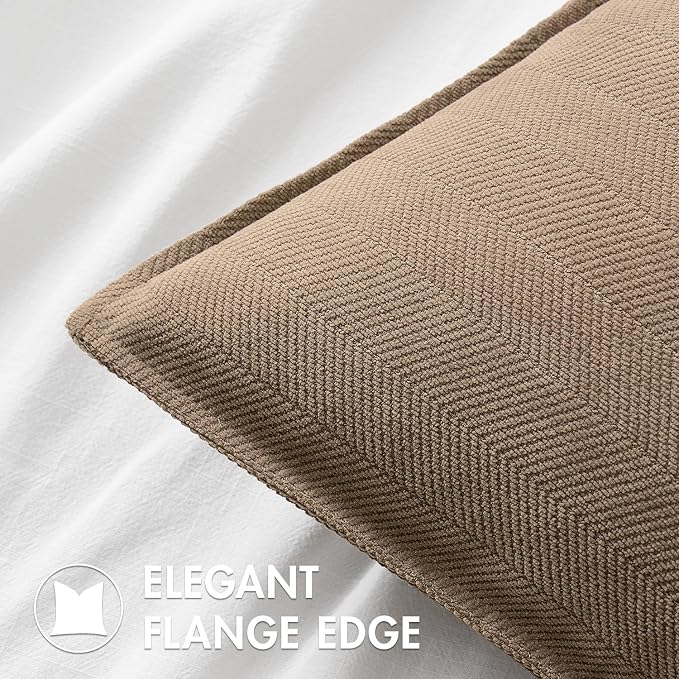 MIULEE Pack of 2 Coco Brown Decorative Chenille Pillow Covers 18x18 Inch | Soft Couch Throw Pillows,Farmhouse Cushion Covers with Elegant Design for Sofa,Bedroom,Living Room,Spring Home Decor