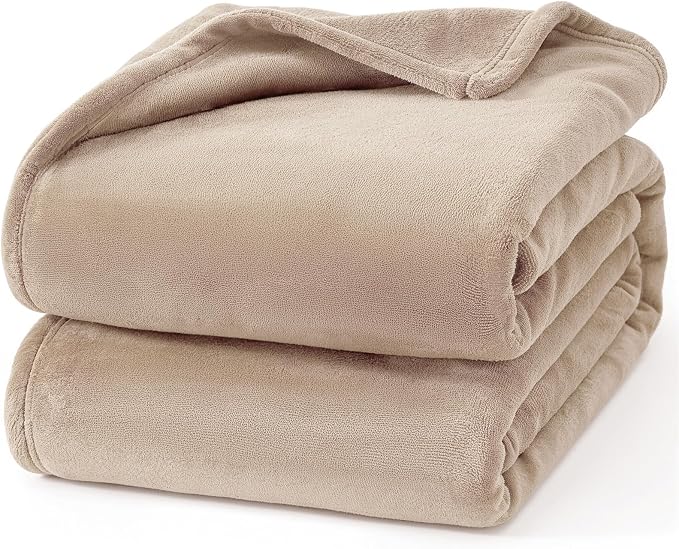Hansleep King Light Camel Fleece Blanket, Soft Flannel Bed Blanket | Fuzzy Cozy Blanket 90x108 Inches, Multi-use for Bed, Sofa, Couch, Travel, Camping, All Season Warm Lightweight Cover