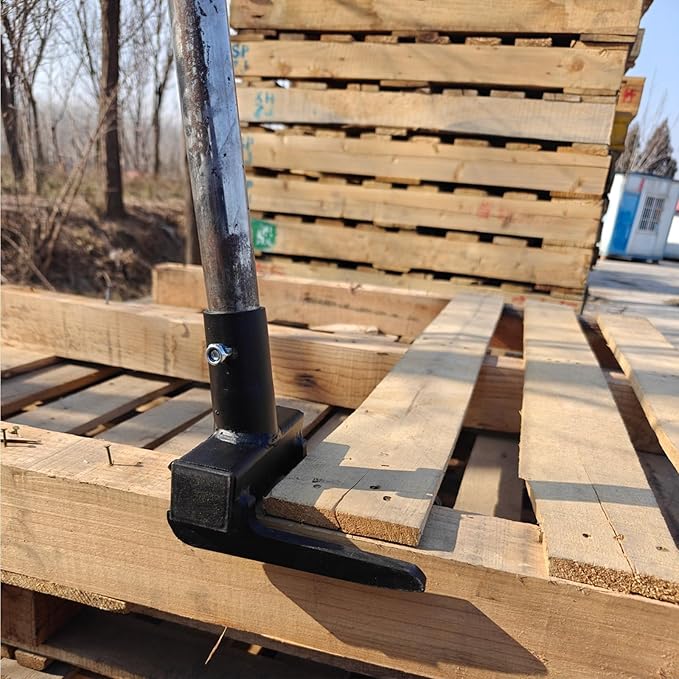 Pallet Buster with Nail Puller, Deck Wrecker Pry Bar, Heavy Duty Pallet Deck Board Removal Tool without Handle, Industrial Breaker Bar for Removing or Tearing Down Woods, Black