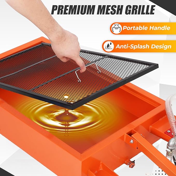 20 Gallon Oil Drain Pan with 110V Electric Pump, Low Profile Oil Drain Pan for Oil Change, Oil Change Pan with 8.2 Ft Hose and Folding Handle, Rolling Oil Drain Cart for Car, SUV, Trucks
