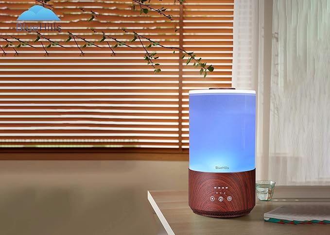 BlueHills Premium Set of Two Large 2500 ML and 4000 ML Tall XL Essential Oil Diffusers Humidifier Combo for Large Room Home with Décor LED Lights Great Gift – Value Pack of Dark Wood Grain.