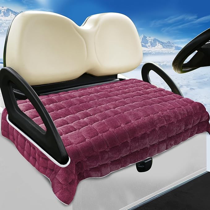 YOKYHOM Golf Cart Seat Covers, Supreme Comfort Golf Cart Seat Towel Blanket, Heavyweight Deep-Pile, Fits EZGO, Yamaha, Club Car and More 2-Seat Carts, 50"x 27.5", Magenta