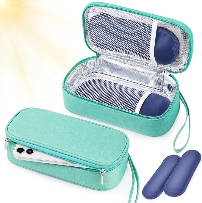 Phone Cooler Bag for Beach, Portable Phone Cooling Pouch with 2 Reusable Ice Packs, Keeps Cool in Extreme Heat for Car Pool Hiking, Extends Battery Life, Fits All Smartphones(Green,Fabric)