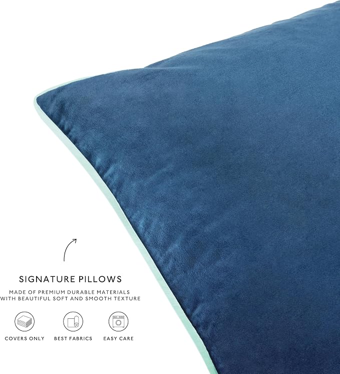 MONDAY MOOSE Decorative Throw Pillow Covers Cushion Cases, Set of 4 Soft Velvet Modern Double-Sided Designs, Mix and Match for Home Decor, Pillow Inserts Not Included (24x24 inch, Green/Blue)