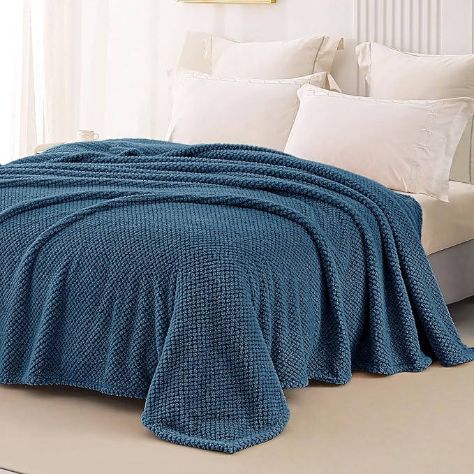 Whale Flotilla Soft Fleece Twin Size Bed Blanket, Navy Blue | 60x80 Inch, Suitable for Bed, Fluffy Fuzzy Jacquard Blankets for All Season, Lightweight and Cozy