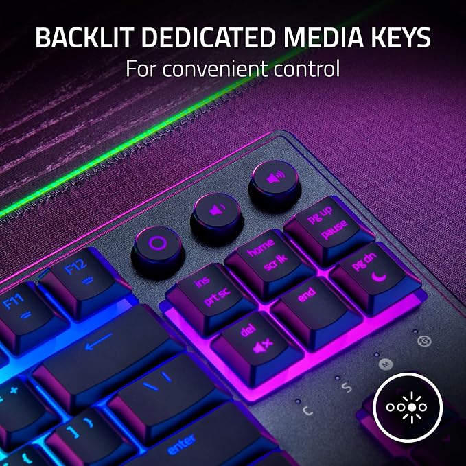 Razer Ornata V3 TKL Gaming Keyboard, Low-Profile Keys, Black | Mecha-Membrane Switches, UV-Coated Keycaps, Backlit Media Keys, 8-Zone RGB Lighting, Spill-Resistant, Magnetic Wrist Rest