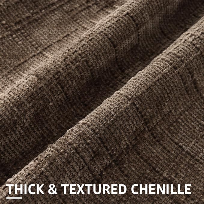 decorUhome Textured Chenille Throw Pillow Covers 24x24 Set of 2 Dusty Brown | Fall Modern Farmhouse Soft Cozy Slubby Couch Pillow Cases Boho Decorative Pillow Cases for Bed Sofa Living Room Home Decor