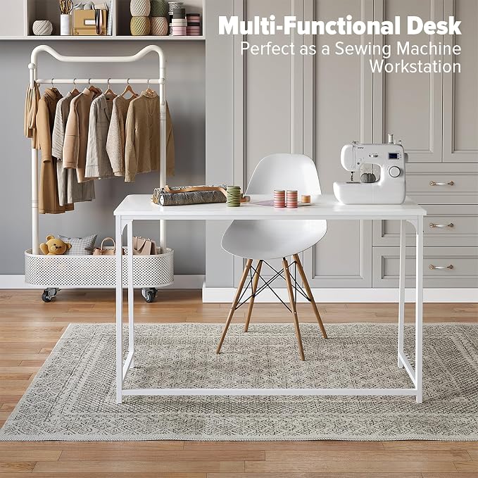 WOHOMO Folding Desk, 47.2" Foldable Computer Desk for Bedroom, Space Saving Computer Table Writing Workstation for Home Office, Easy Assembly, White | Easy Assembly and Fold, Sturdy Home office desks for Study Bedroom Dorm Space Saving Writing Work Apa...