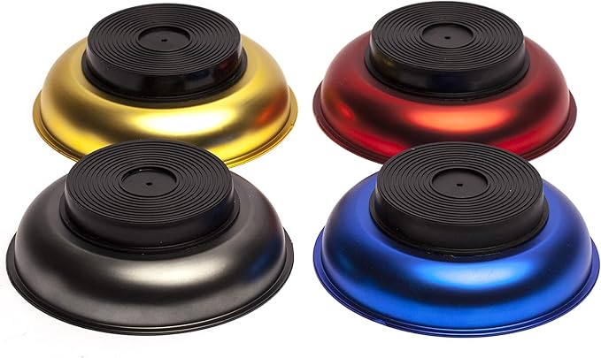 eHomeA2Z Magnetic Bowl 4 1/4" Inch, Ideal At Garage, Home, Construction For Wrenches, Bolts, Nuts, Small Parts (4 Pack 4 1/4" Magnetic Trays)