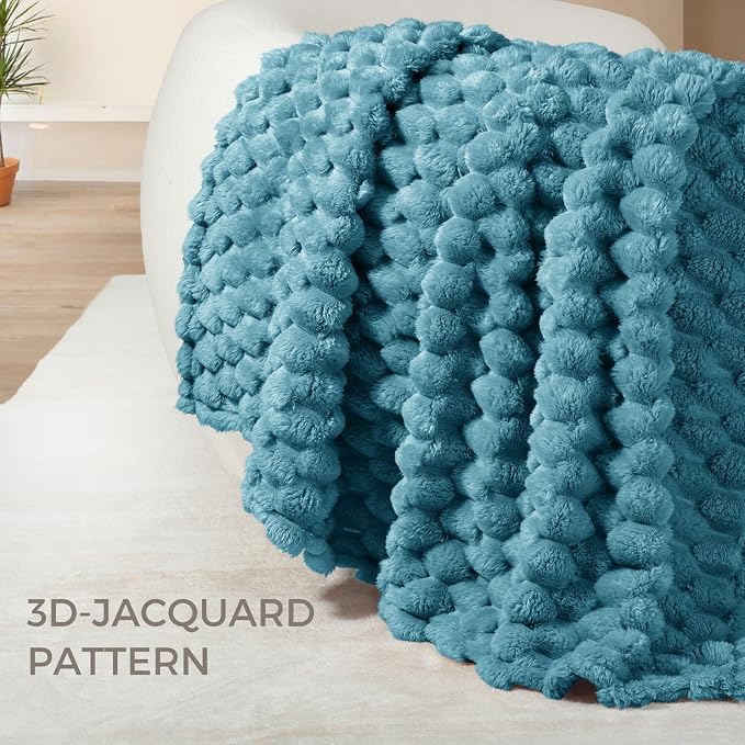 Whale Flotilla Soft Fleece Twin Size Bed Blanket 3D Jacquard, Slate Blue | Lightweight Coverlet Bedspread, Super Cozy Plush Fluffy Fuzzy All‑Season Decorative Blanket for Bed, Dorm Essentials, 60"x80"
