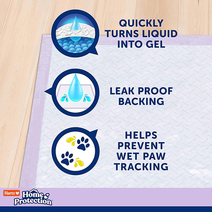 Hartz Home Protection Super Absorbent Odor Eliminating Lavender Scented No Leak Dog Pads, 3XL 30 Count