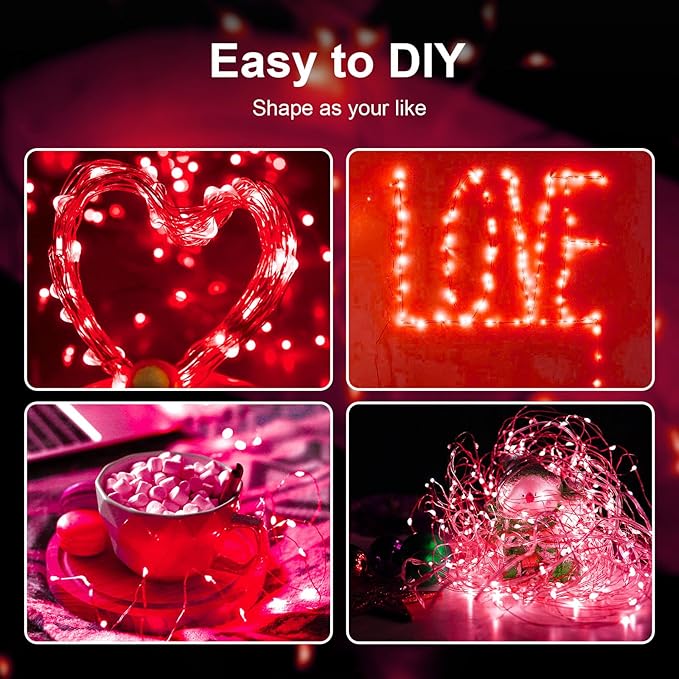 ZGWJ Fairy Lights Battery Operated, 8 Pack Twinkle String Lights 20 LED 7FT 3 Lighting Modes for Bedroom Decor, Easter, Halloween, Christmas, Party Indoor and Outdoor Decoration Red