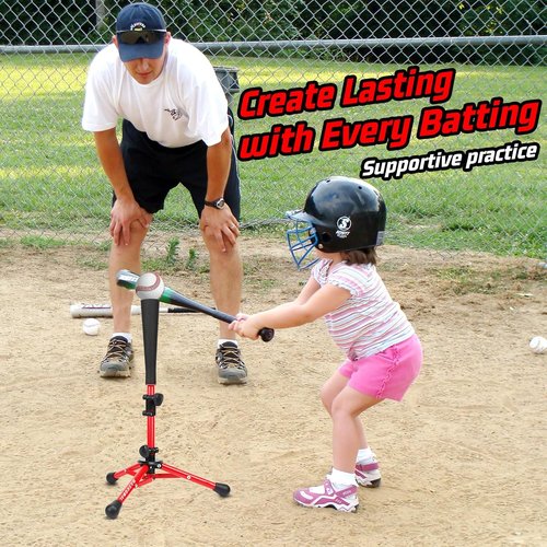 BaseGoal Baseball Tee for Kids - Adjustable Height Batting & Softball Hitting Tee | Travel-Friendly Design