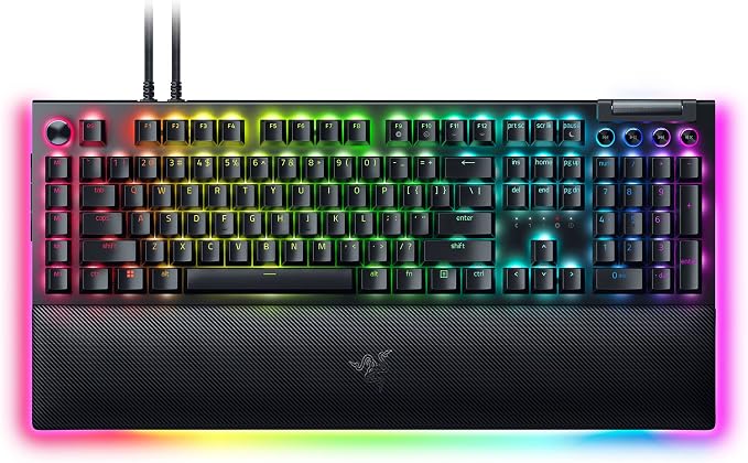 Razer BlackWidow V4 Pro Wired Mechanical Gaming Keyboard, Orange Switches | Tactile & Quiet Switches, Doubleshot ABS Keycaps, Command Dial, 8 Dedicated Macro Keys, RGB, Snap Tap, Magnetic Wrist Rest