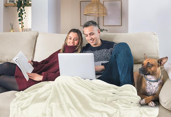 Utopia Bedding Ultra Soft Fleece Bed Blanket Twin Size Ivory (60x80 Inches) | Microfiber Plush Warm Lightweight Breathable Cozy Blanket Anti-Static, All Season Use, Gift for Women and Men