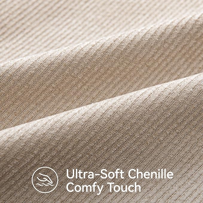 a moment Pack of 2 Decorative Chenille Throw Pillow Covers with Twill Cushion Covers for Sofa Living Room Couch Bed 18x18 Inch,Crafted Border Beige