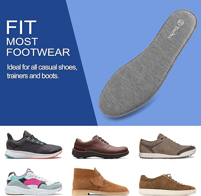 3 Pair -Shoe Inserts for Mens Memory Foam Insoles,Replacement Insoles for Work Boots Running Shoes, Cushion Shock Absorbing for Foot Pain Relief, Comfort Breathable Inner Soles Grey 44EU,US11