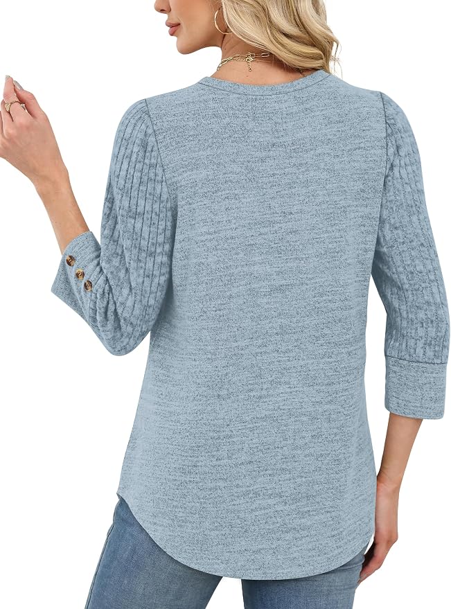 WIHOLL 3/4 Length Sleeve Womens Tops Sweaters Shirts Lightweight Spring Outfits 2026 Winter Clothing S-2XL