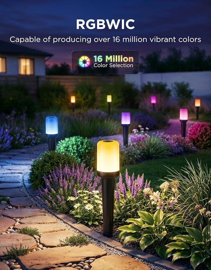Govee Outdoor Cylinder Pathway Lights, 4 Pack, 425 Lumens, IP67 Waterproof | 60+ Preset Scene Modes, Outdoor Decor for Path, Patio, Garden, Lawn, Compatible with Alexa, Google Assistant, Matter