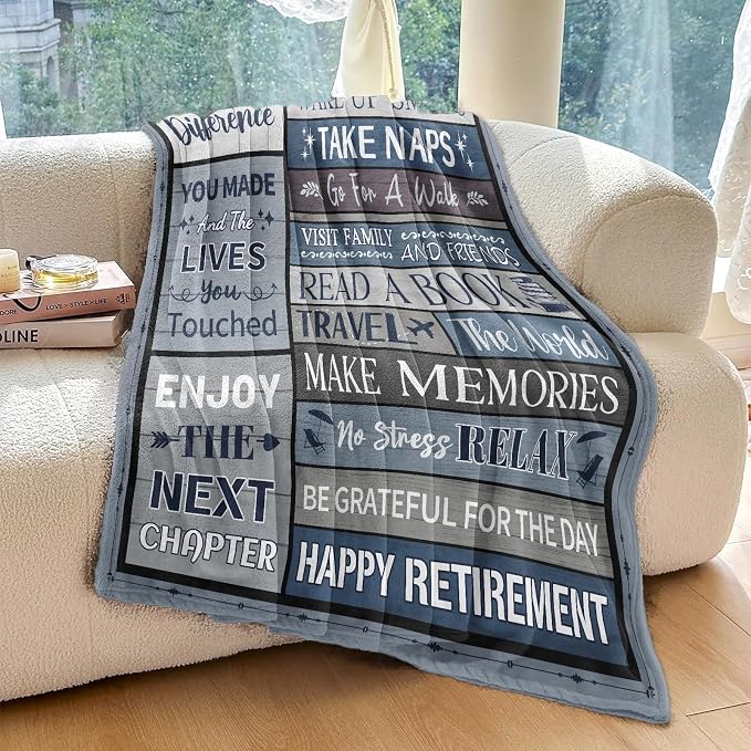 Retirement Gifts for Men/Women 2026, Retirement Blanket for Men 60"x50" | Men Retirement Gifts, Happy Retired Gifts Throw for Male, Teacher, Coworker, Dad