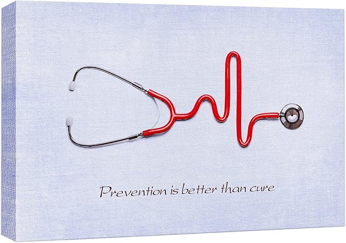 wall26 Canvas Print Wall Art Stethoscope with Prevention & Cure Inspirational Quote Medicine People Digital Art Modern Art Contemporary Scenic Colorful for Living Room, Bedroom, Office - 32"x48"