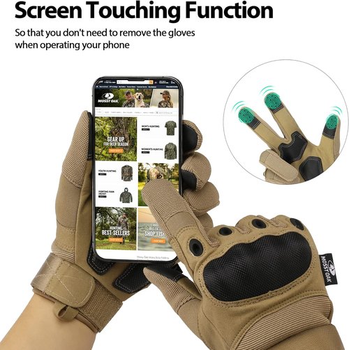 Mossy Oak Tactical Gloves - Touch Screen Airsoft Gloves with Hard Knuckle for Hunting & Hiking