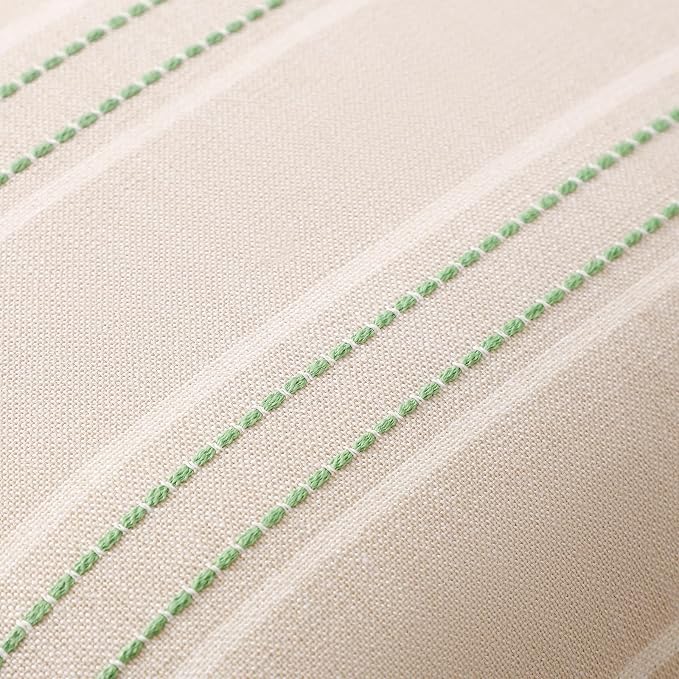 Hckot Stripe Throw Pillow Covers 16x16 Set of 2 Light Green Pillow Covers | Farmhouse Decorative Pillows Textured Linen Square Cushion Covers for Sofa Couch Bed Living Room Decor