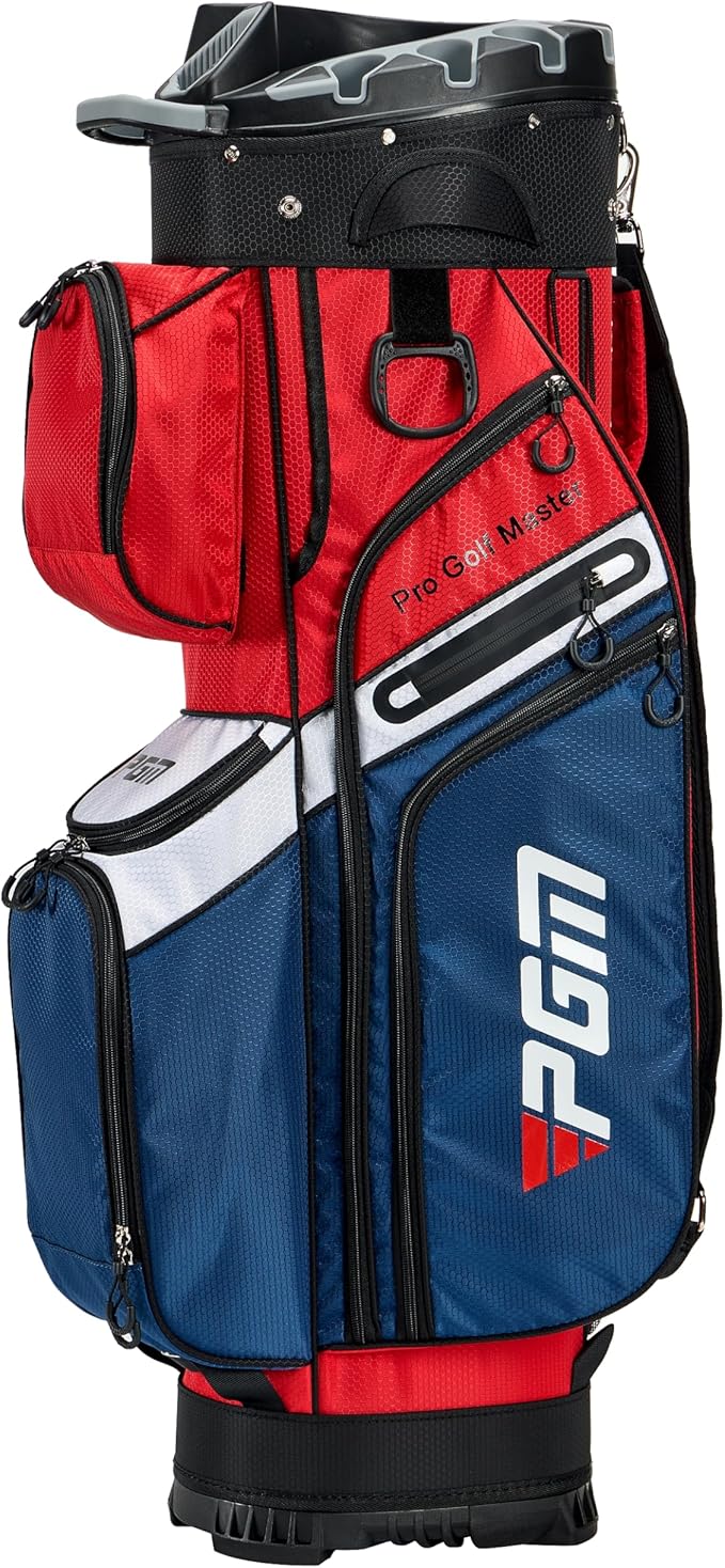 PGM Golf Cart Bag with 14 Way Organizer Divider Top, Premium Cart Bag with Handles and Rain Cover for Men