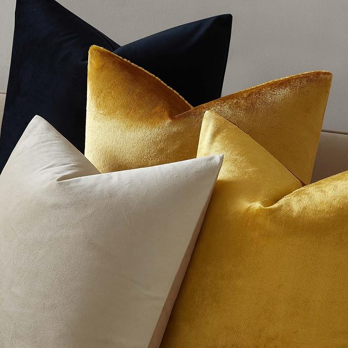 24x24 Pillow Covers Decorative Velvet Throw Pillow Covers Set of 2,Golden | JUSPURBET Luxury Cushion Covers with Invisible Zipper for Modern Couch Sofa Bed Living Room Bedroom Home Decor