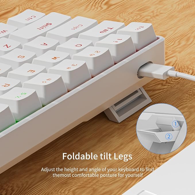 Newmen GM611 Mechanical Keyboard,LEDBacklit Wired Gaming Keyboard RedSwitch | Compact Portable,Mini 61 Keys,LED Backlit,60 Percent Mechanical Keyboard,White Keycaps,Windows Laptop PC,Linear Red Switches