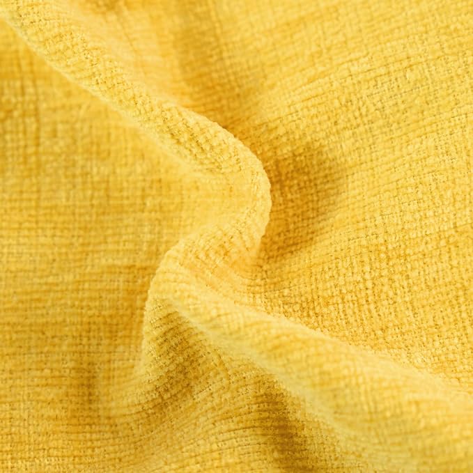 CaliTime Decorative Throw Pillow Covers 22 X 22 Inches Mustard Yellow | Pack of 2, Cozy Chenille Cushion Cases, with Pom Poms for Sofa Bed Living Room Farmhouse Home