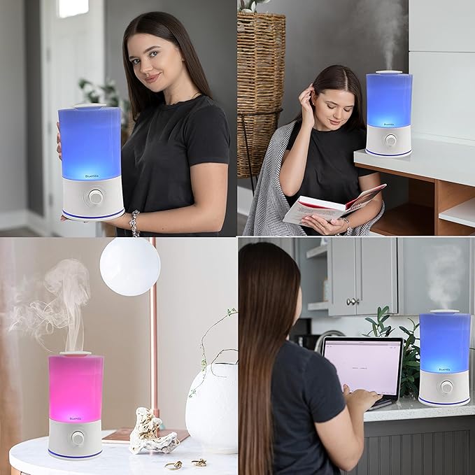 BlueHills Premium Set of Two Large 5000 ML XL and 2000 ML Essential Oil Diffusers Humidifier Combo for Large Room Home with Décor LED Lights Great Gift – White