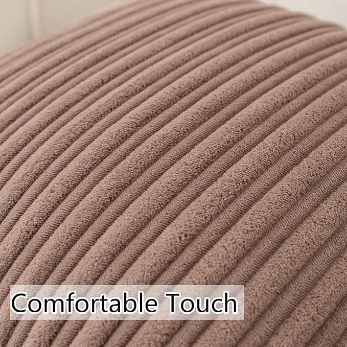 UGASA 14x36 Inch Pillow Cover Pack of 1 Soft Boho Stripe Corduroy Large Long Rectangle Lumbar Cushion Case Farmhouse Decorative Throw Pilowcase for Bed, Couch, Sofa, Bedroom, Living Room, Light Brown