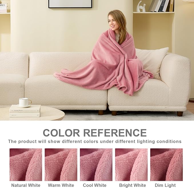 Hansleep Throw XL Fuchsia Fleece Blanket, Soft Flannel Bed Blanket | Fuzzy Cozy Blanket 50x70 Inches, Multi-use for Bed, Sofa, Couch, Travel, Camping, All Season Warm Lightweight Cover