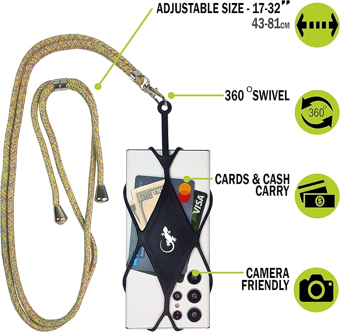 Gecko Travel Tech Cell Phone Lanyard Phone lanyards for Around The Neck Neck Lanyard Phone Crossbody