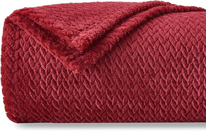 NEWCOSPLAY Fleece Leaves Pattern Throw Blanket, Red, 50"x60" | Super Soft Throw Blanket, Lightweight Cozy Bed Sofa Blanket, Premium Silky Flannel Fleece, Travel Blanket for All Season Use